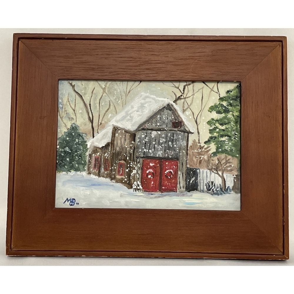 Original Oil Painting "Barn On Irish Hill" Red Barn Farmhouse Country 5" x 7"